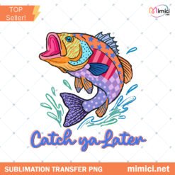 Catch Ya Later Bass Fishing PNG, Pastel Fishing PNG, Preppy Coastal Lake Design, Summer Fishing Shirt Graphic, Sublimation PNG preview