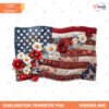 Faux Quilted American Flag PNG Vintage Patchwork Patriotic PNG 4th Of July Sublimation Design Cottagecore USA Flag Graphic preview