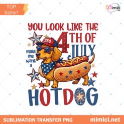 Funny 4th Of July Hotdog Dog PNG Patriotic Dachshund Design… Preview