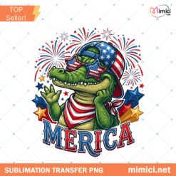 Funny Patriotic Alligator Boy PNG 4Th Of July USA Flag Desig Preview