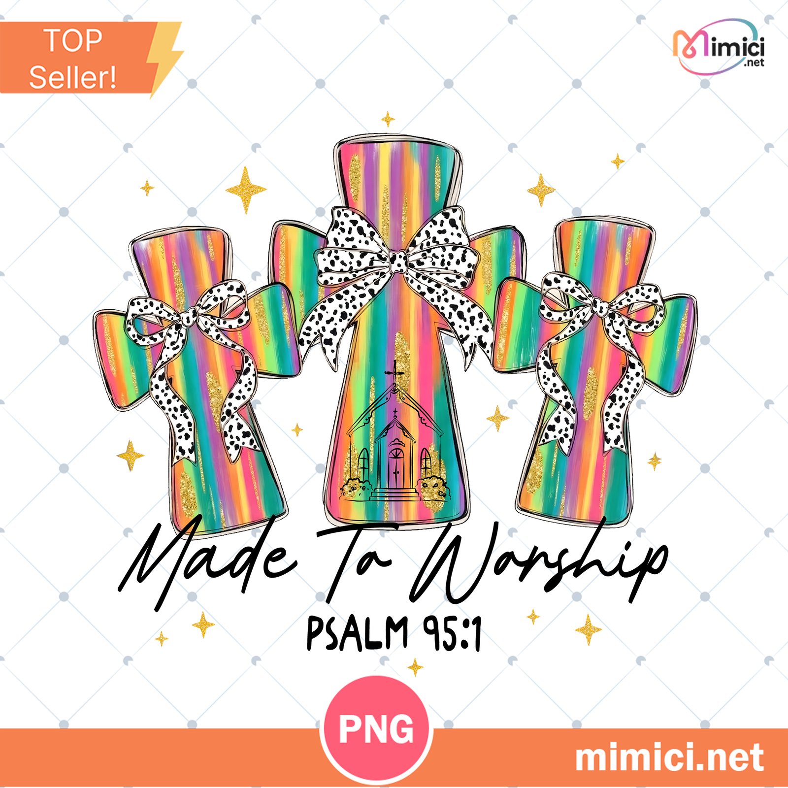 Made To Worship PNG Christian Bible Verse Design Colorful F… Preview