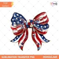 Patriotic Bow PNG USA Flag Coquette Bow PNG Hand Painted Ame Preview