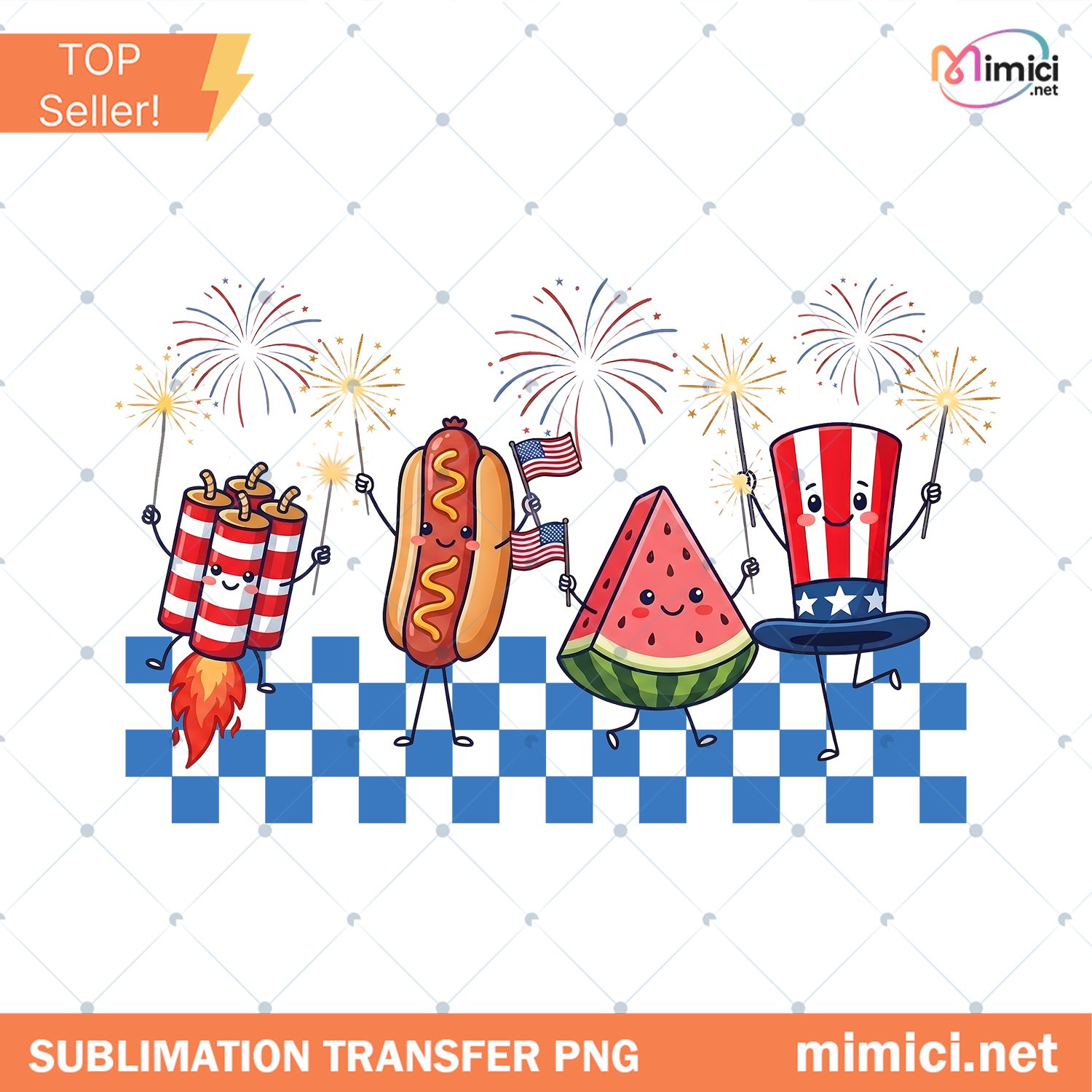 Patriotic Doodle PNG Cute 4Th Of July Sublimation Design Wat Preview