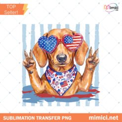 Preppy Dachshund PNG Dog With Heart Sunglasses PNG Girly Sum Preview