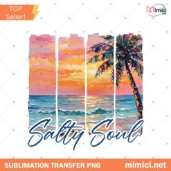 Retro Salty Soul Beach Design Summer Vibes PNG Preview
