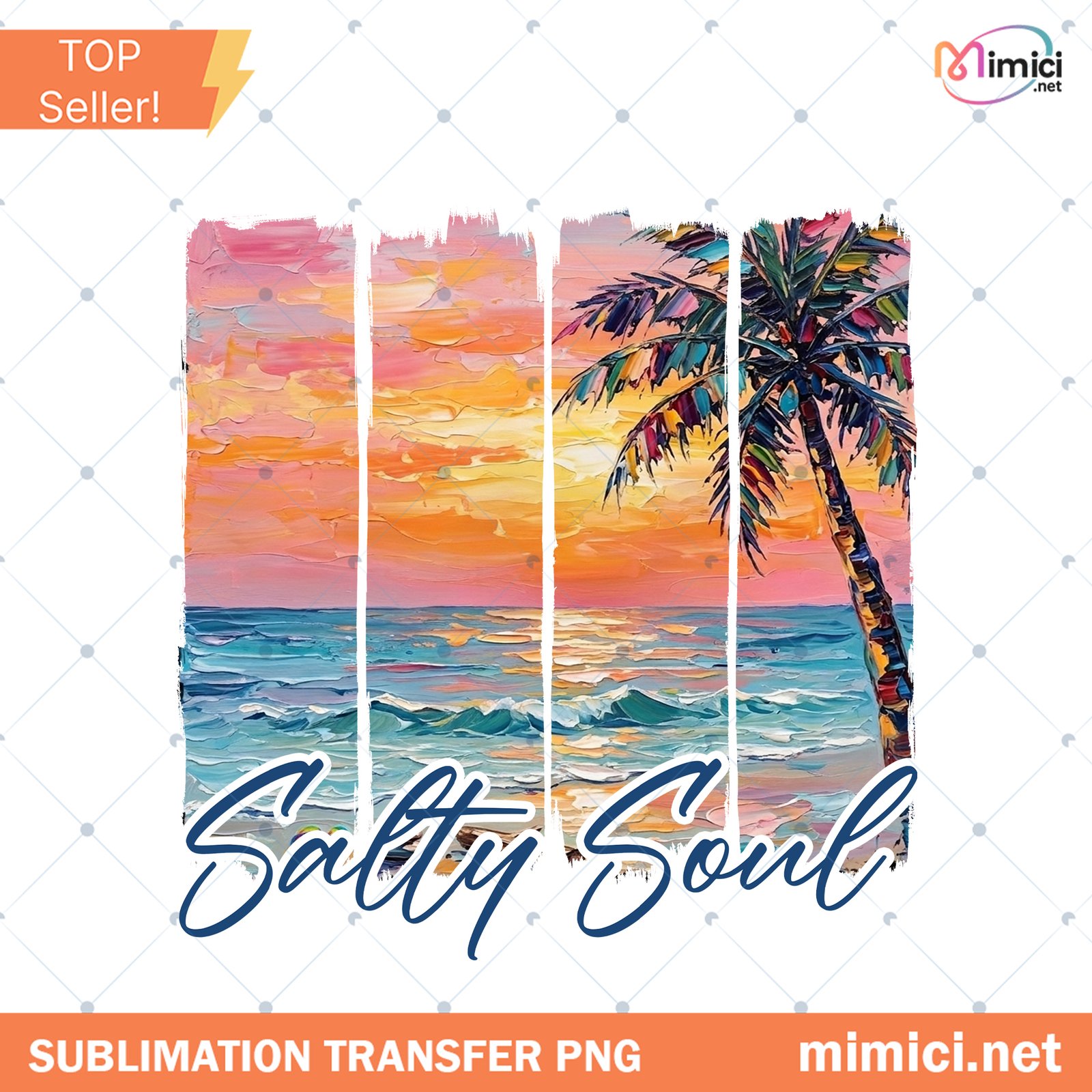 Retro Salty Soul Beach Design Summer Vibes PNG Preview