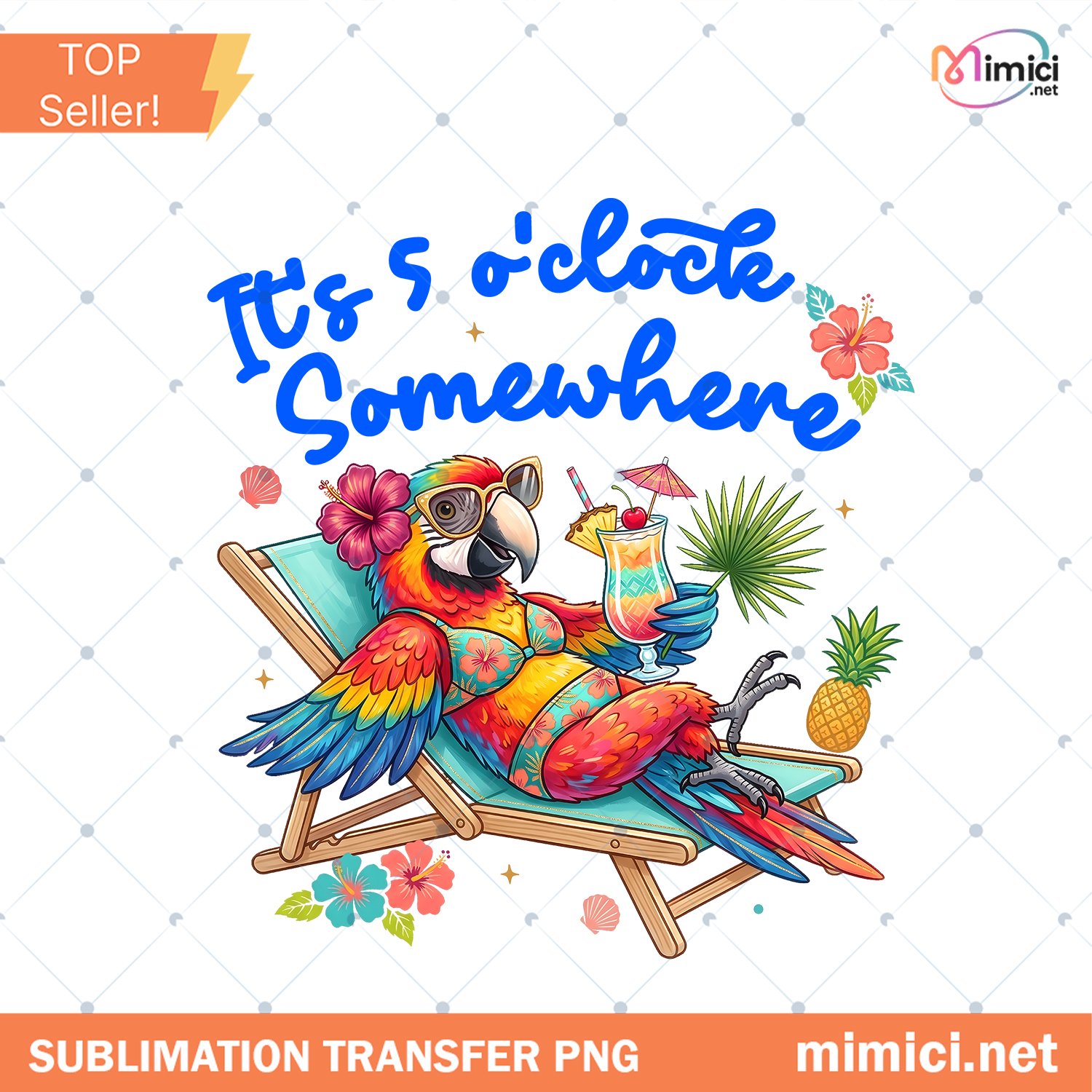 Striped Its 5 Oclock Somewhere PNG Tropical Sunset Parrot De Preview