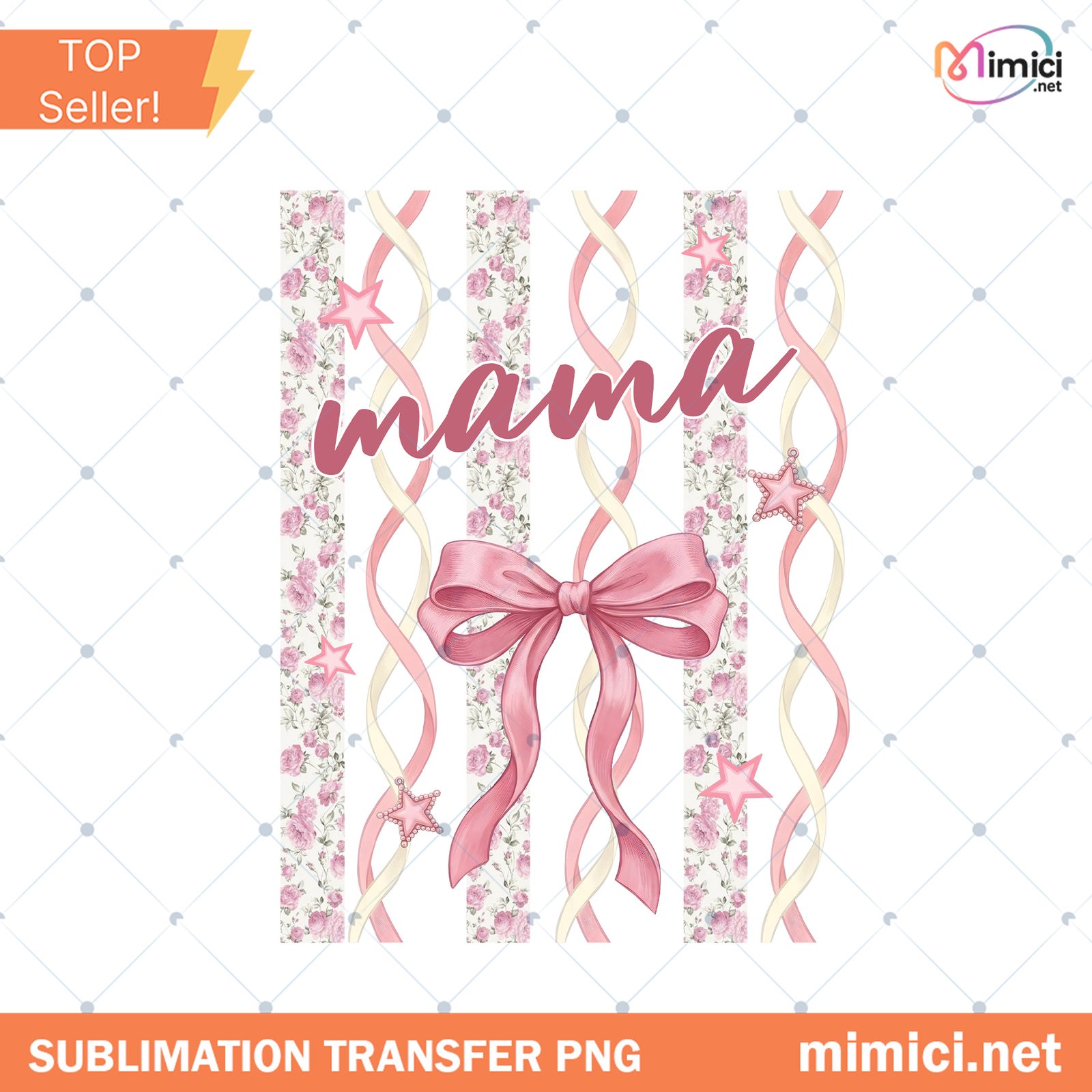 Striped Mama Coquette Floral PNG Ditsy Floral Mom Mimi Nana Preview