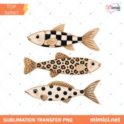 Coastal Fish PNG Preppy Pattern Fish PNG Beach House Decor C Preview