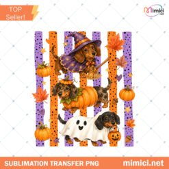 Cute Dachshund Halloween Sublimation PNG Fall Dog Witch Ghos Preview