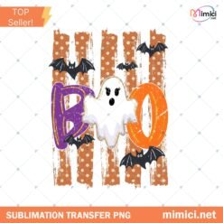 Distressed Boo Ghost Bats Halloween PNG Sublimation Digital Preview